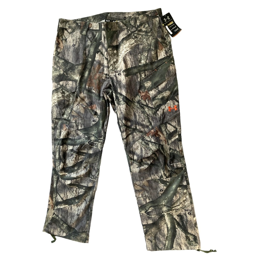 Under Armour Pants Men 40x32 Gr. Camo Mossy Oak Hunting Cargo Loose Outdoor NWT